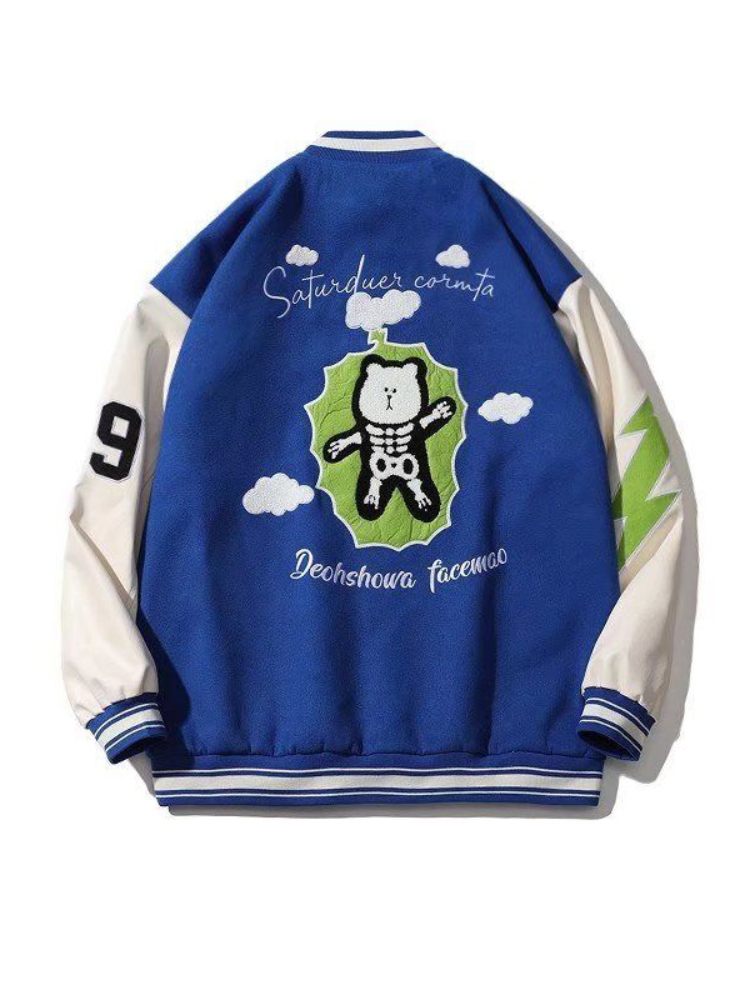 Herrjackor Gmiixder Herr Hip Hop Flocking Baseballjacka Dam Trend Klein Blå Bomberjacka Unisex Oversize All-match Casual Varsity Coat 220908