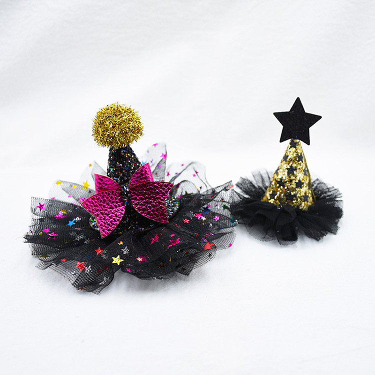 Hair Accessories Wholesale Boutique Fashion Glitter Star Pom Hat pins Bow Pumpkin Bat Clips Halloween Party 220908