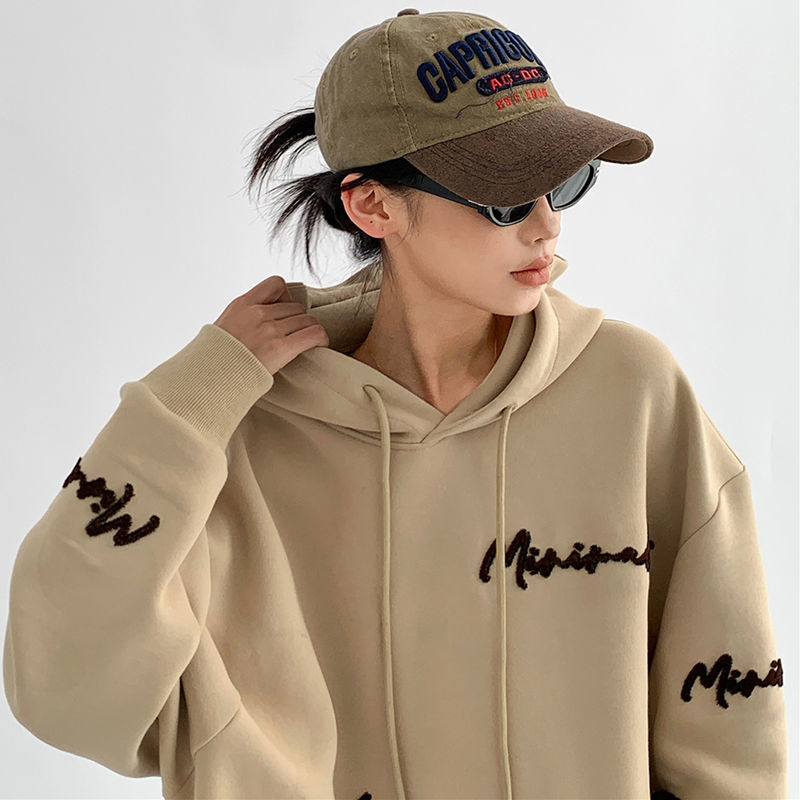 Women's Hoodies Sweatshirts spring and autumn brand embroidered hooded sweater women design sense ins fried street loose 220907