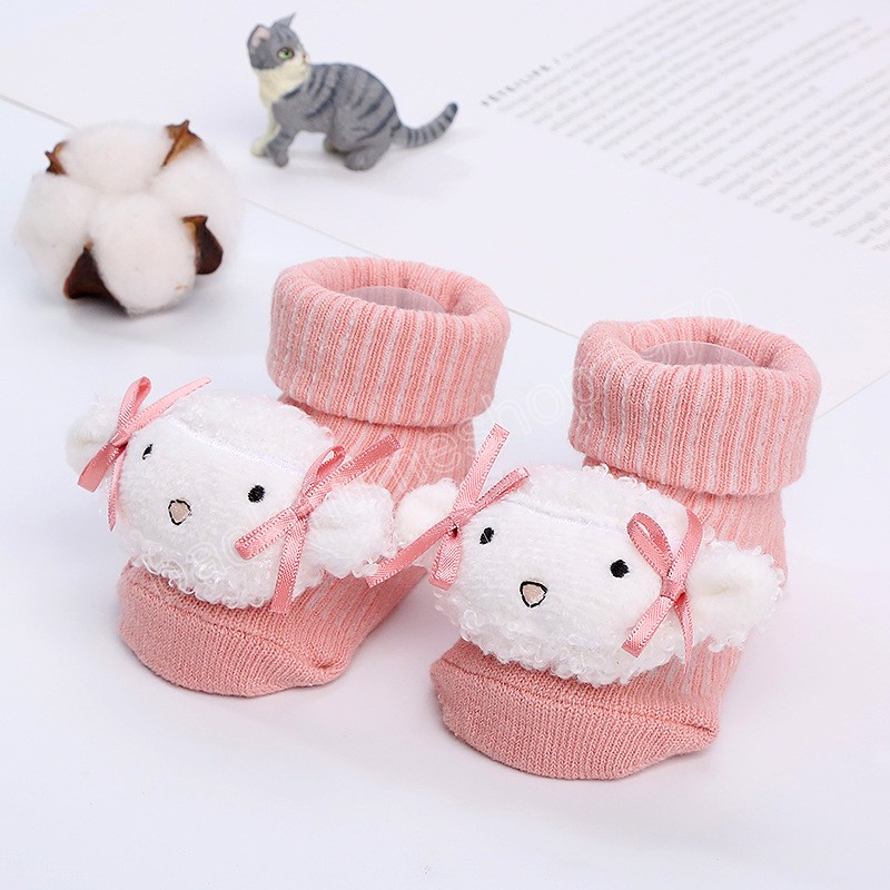 Mignon dessin animé Animal poupée bébé chaussettes pour bébés garçons filles doux tricoté coton chaussettes de sol hiver automne enfant en bas âge chaussette