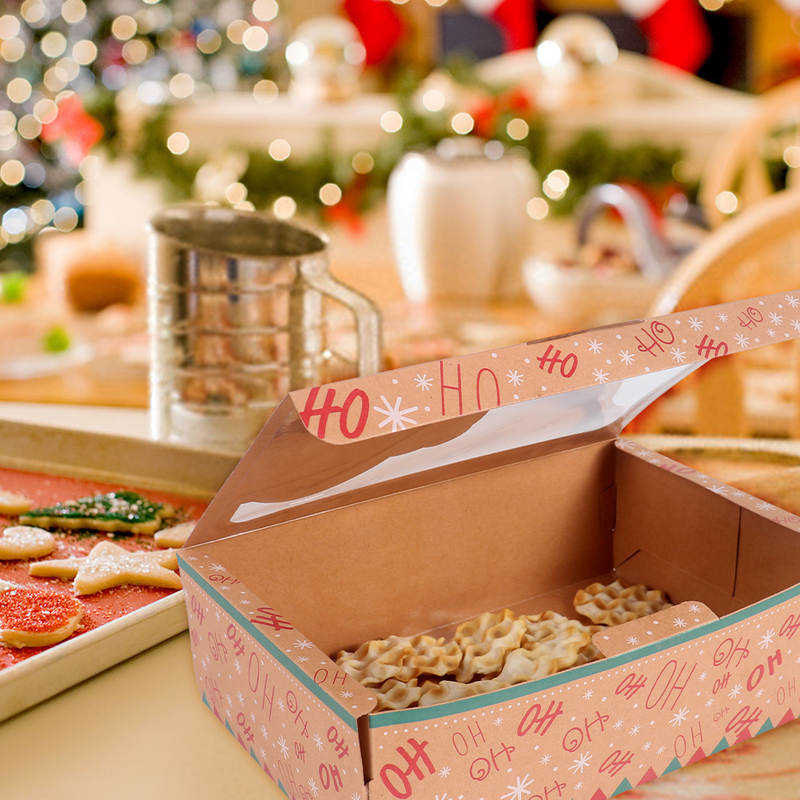 선물 랩 크래프트 종이 사탕 상자 메리 크리스마스 쿠키 선물 상자 클리어 윈도우 포장 가방 파티 파티 호의 년년 장식 220908