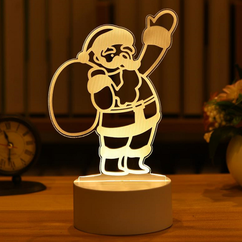 Украшение вечеринки Акрил USB Night Light Рождественские украшения для домашних деревьев, рождественские 3 -й рождественский подарок Navidad Год домашнего декора Гарленда 220908