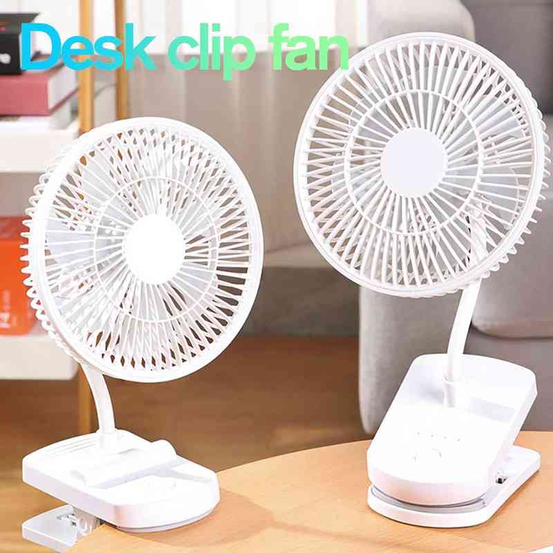 Ventilateurs électriques Clip Fan Ventilateur de plafond Ventilateurs de poussette USB portables avec 4 vitesses Clip silencieux sur mini ventilateur de table 360 rotatif à piles Blanc T220907