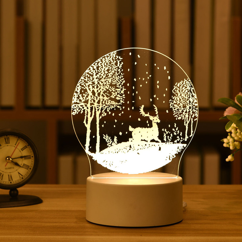 Украшение вечеринки Акрил USB Night Light Рождественские украшения для домашних деревьев, рождественские 3 -й рождественский подарок Navidad Год домашнего декора Гарленда 220908