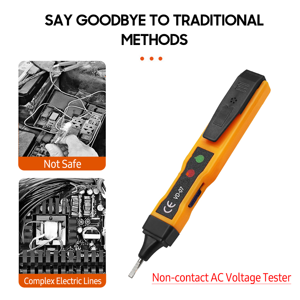 AC/DC Voltage Detector Voltage Tester Pen Meter Non-contact 70-250V with Sound Light Dual Alarm