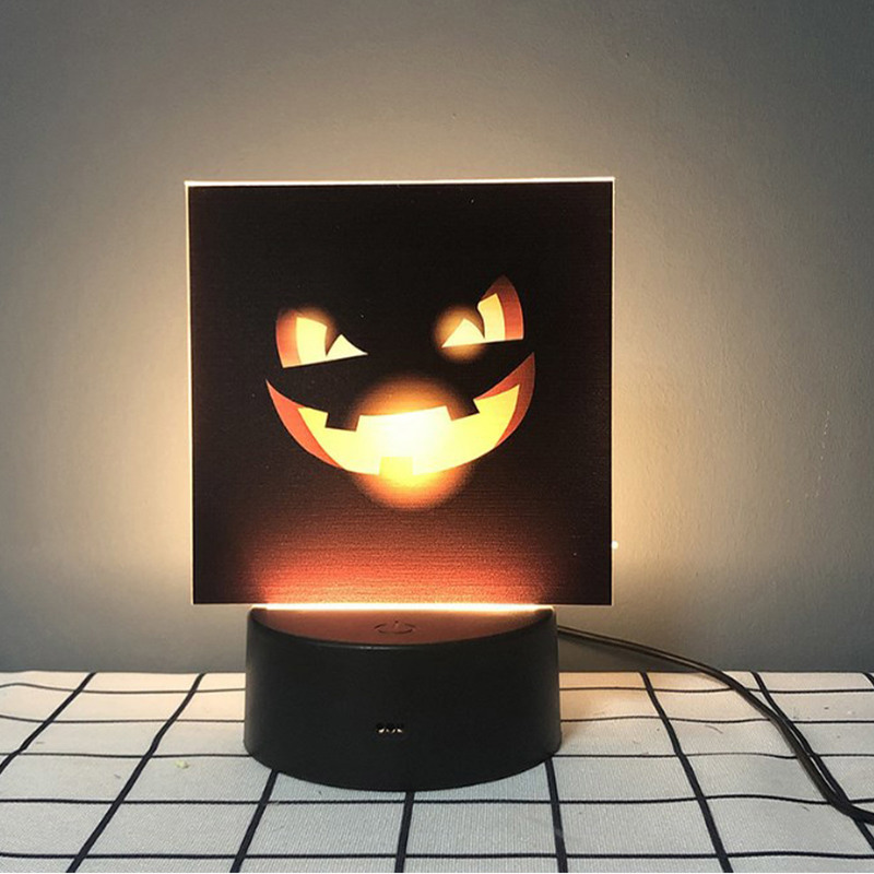 Juguetes de Halloween Decoración Luz Nocturna Murciélago Bruja Calabaza Mesa Luces LED USB Carga Fiesta Mesa Iluminada 220908