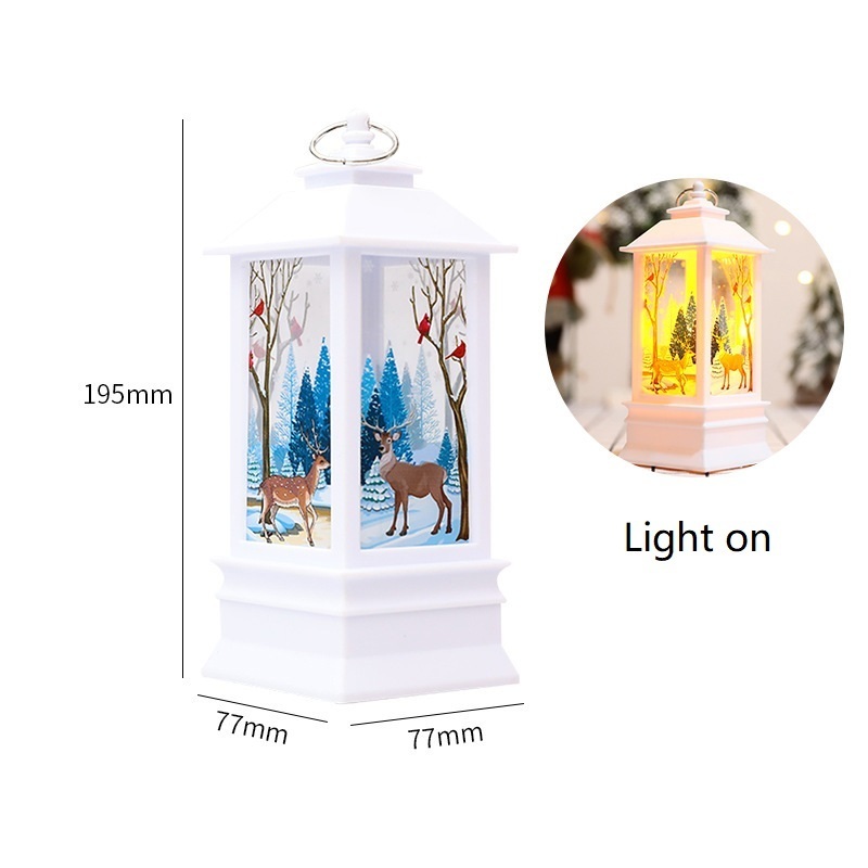 Christmas Decorations 20 cm Lantern Santa Claus Snowman ELK Printed LED Light Xmas Tree Ornaments Year Home 220908