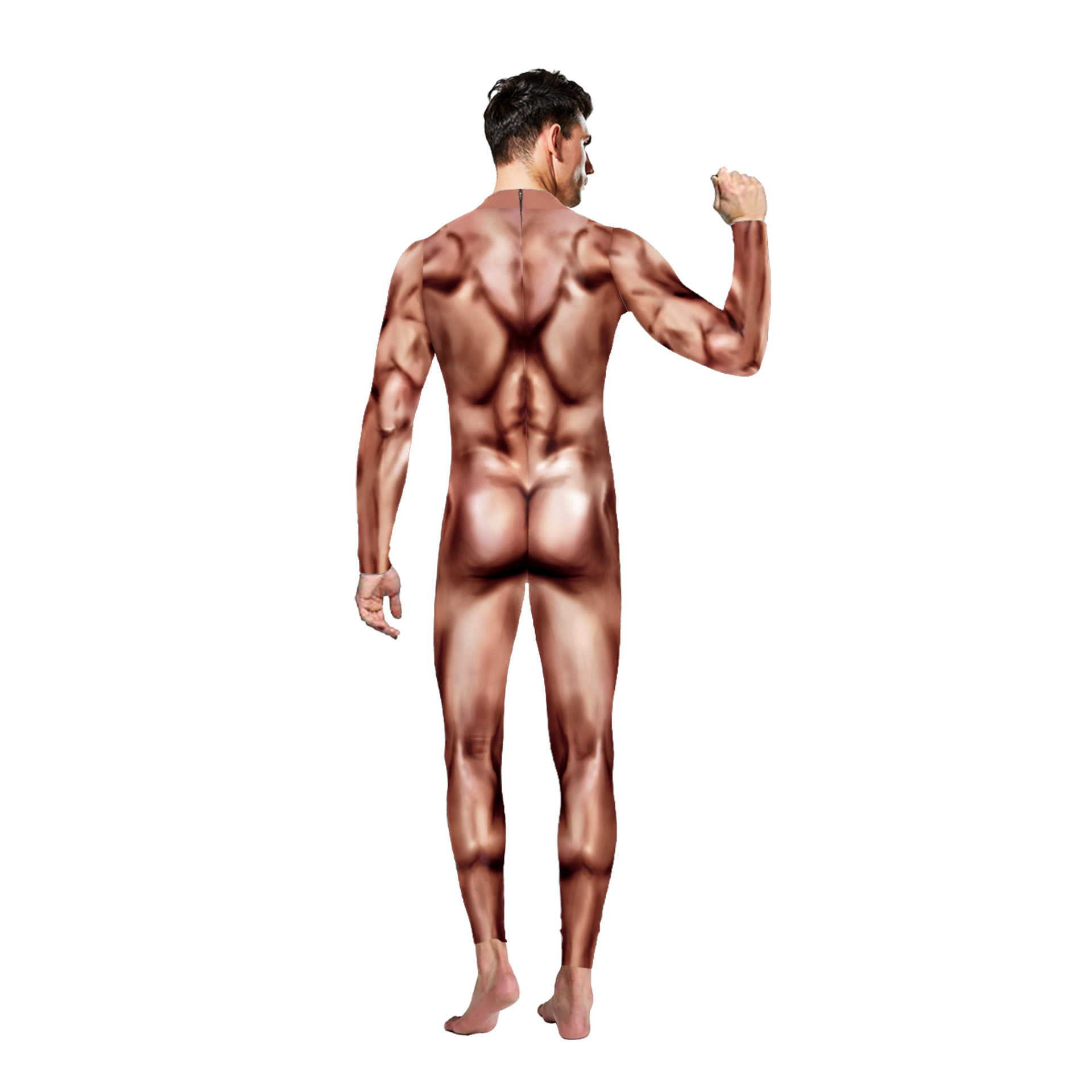 Party Supplies Festival Performance Digital Print Fitness Simulation Muscle Conneined Male Stage Performance Suit