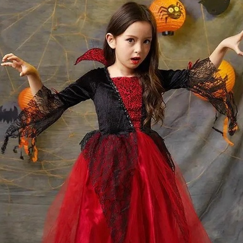 Besondere Anlässe Halloween-Kostüme für Mädchen Prinzessin Kleid Geisterkleidung Umhang Kinder Cospaly Kleider 312 Jahre 220908