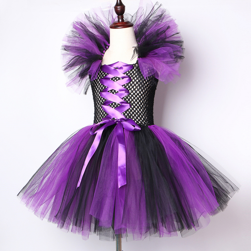 Ocas￵es especiais Vestido de bruxa tutu para meninas Trajes de Halloween Carnival para crian￧as roupas de cosplay