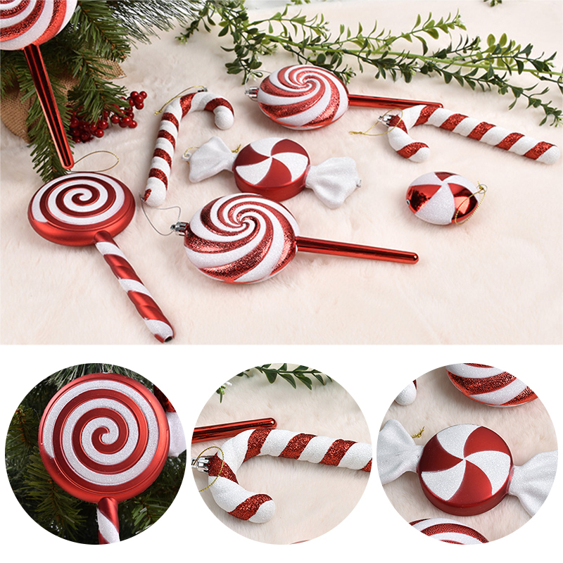 Christmas Decorations Large decorations red and white candy lollipop small stick combination home party 220908