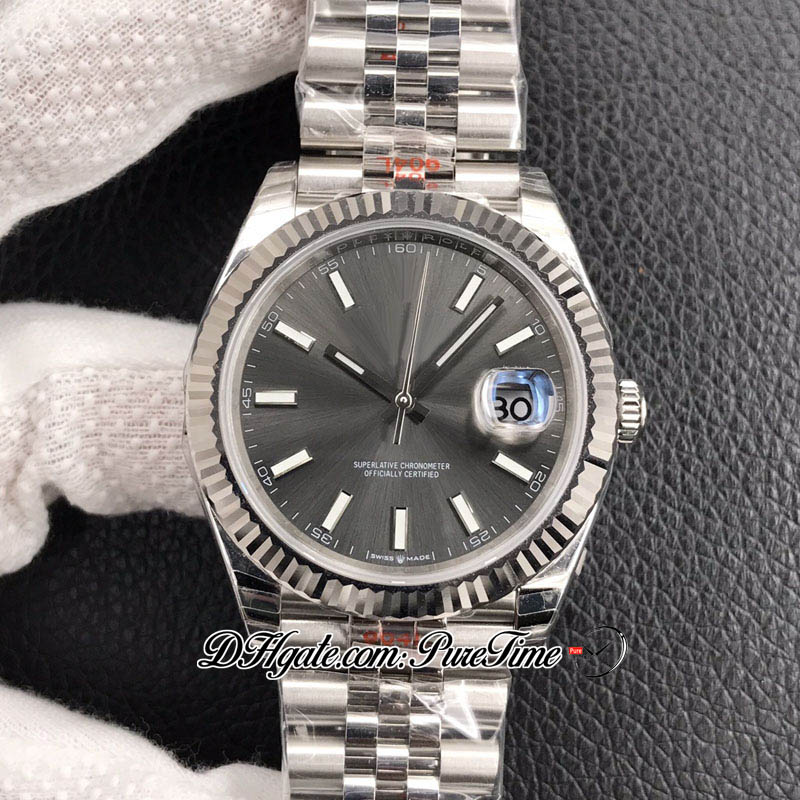 EWF tylko 126334 A3235 Automatyczna męska zegarek 41 Fled Bezel Rhodium Grey Dial White Stick Jubileesteel Bransoletka Super Edition Free Series Card Puretime B2