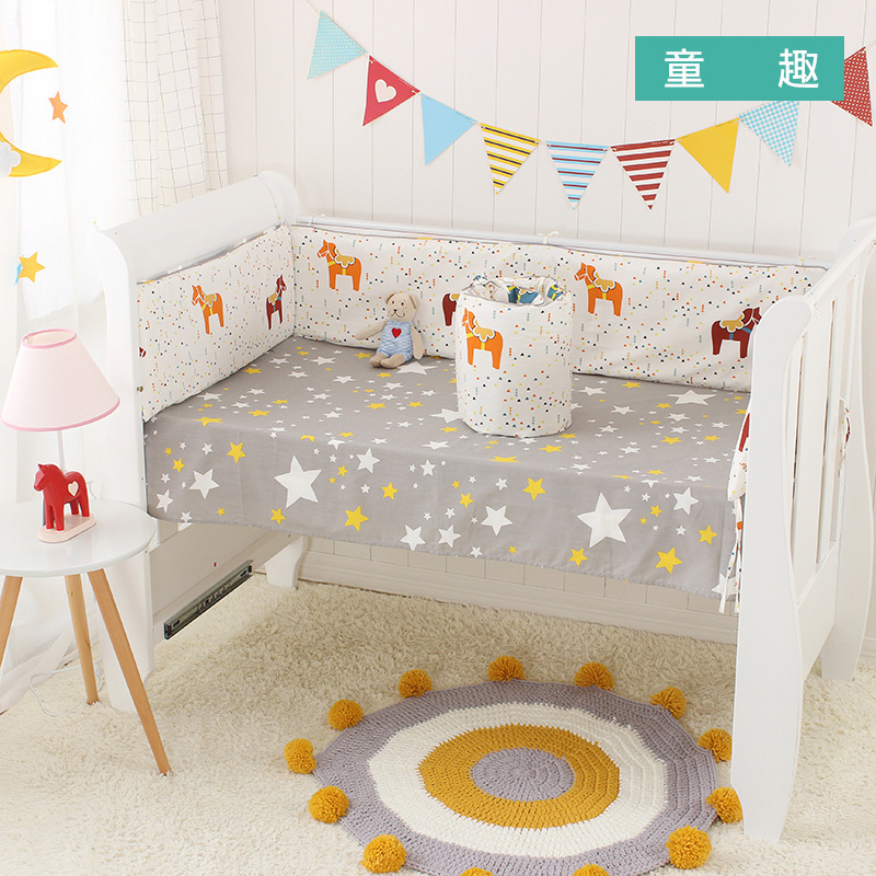 Bed Rails Crib Bumper Bedding Set Cotton Cute Print Sheet Cradle Side Protector Toddler Baby Room Accessories Bed Protection