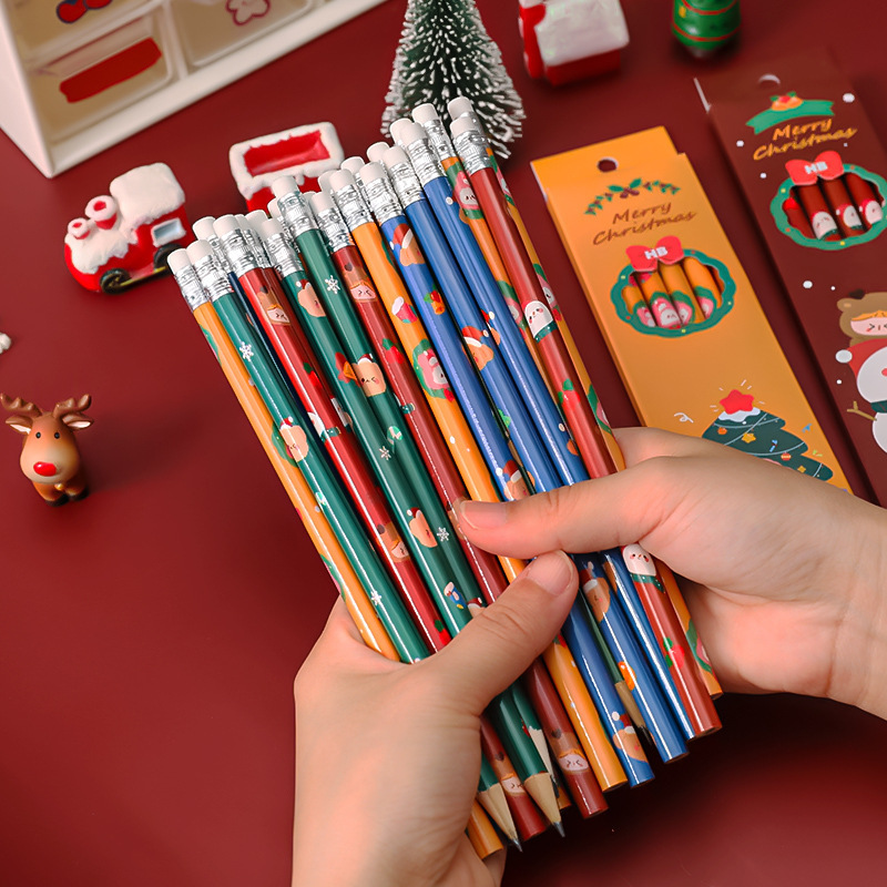 Autres fournitures de fête d'événement 2023 crayon de Noël nouveauté Noël bonhomme de neige wapiti père Noël personnages dessin animé HB crayon pour école enfant garçons filles cadeau de Noël 220908