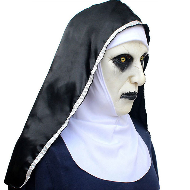 Маски для вечеринок The Nun Horror Mask Косплей Valak Страшные латексные маски с платком Полный шлем Хэллоуин Реквизит для вечеринки 220908244j