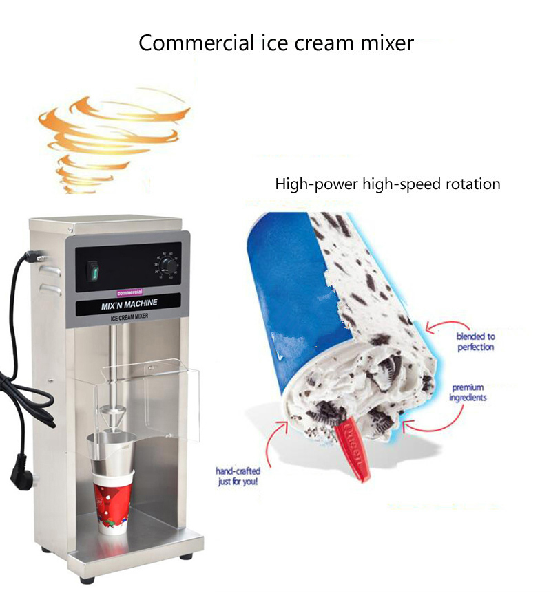 220V Yoğurt Gerçek Meyveler Dondurma Blender Makinesi Paslanmaz Çelik Kupa Dondurulmuş Meyve Swirl Matkap Mikseri