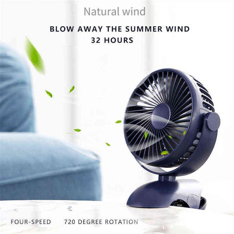 Ventilatori elettrici Mini tavolo USB portatile Ricaricabile senza fili 720 Ventilatore regolabile Clip-On auto Raffreddamento silenzioso T220907