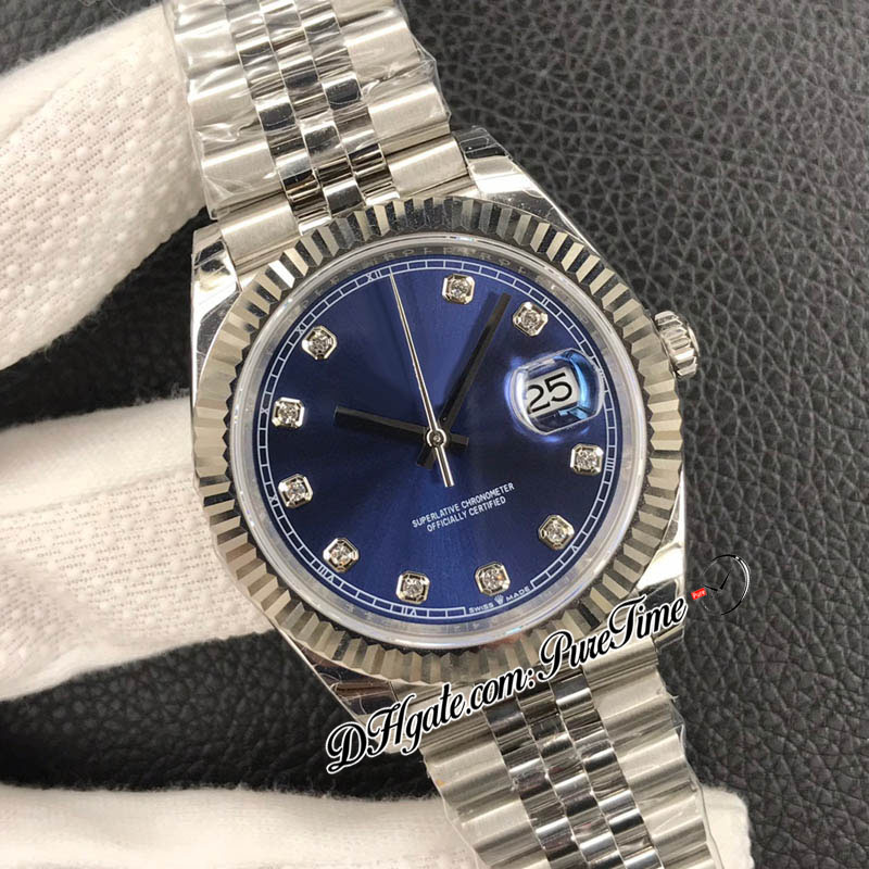 EWF tylko 126334 A3235 Automatyczne męskie Watch 41 Fled Bede Blue Diamond Markery Jubileesteel Bransoletka Super Edition Free Series Card PureTime F6