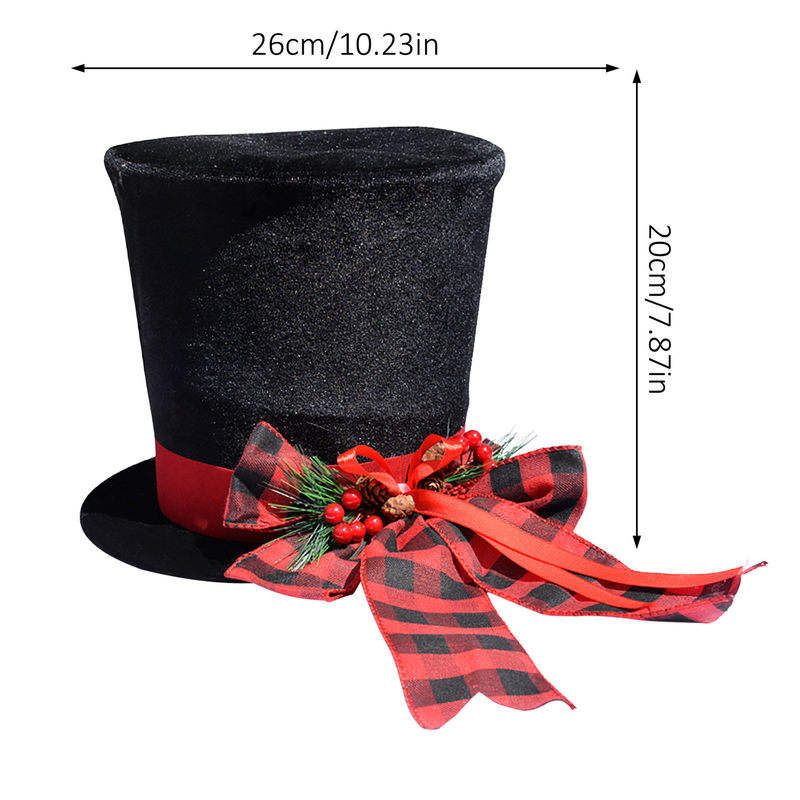 Decorações de Natal Toppers Toppers Decorações de Natal Atualização de Chapéu Plaid Classic Classic With Red Bow Tree Tree Topper Black Top Hat Hat Winter 220908