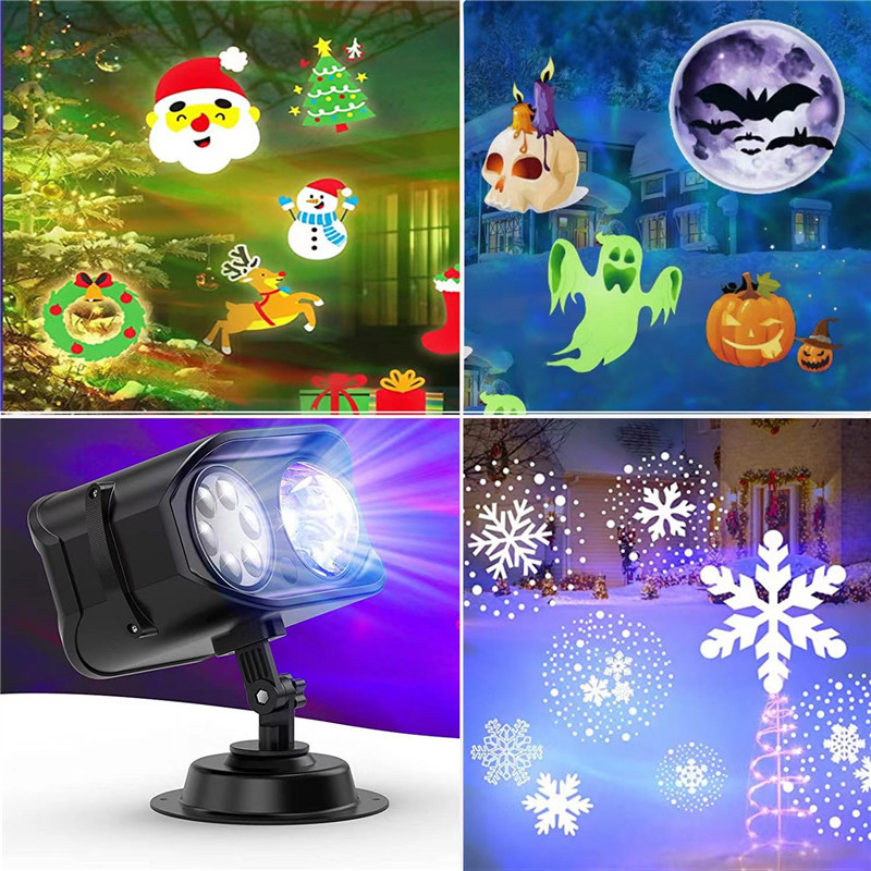 Décorations de noël produit lampe de projection binoculaire Halloween jour flocon de neige décoration de la maison LED veilleuse 220908