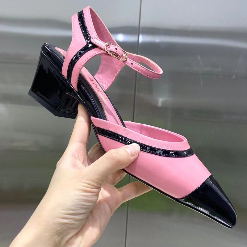 Summer Lady Stliettos Heels Pointed Toe Women Shoe Buckle Sandals Slingback Sandals 7cm Hot 2022 New Pumps