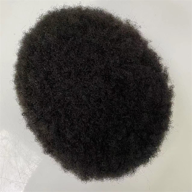 Siyah Erkekler için İnsan Saç Toupe Döndürme 4mm Afro Krük Saç Bölümü Erkek Peruklar Nefes Alabilir Dantel Mono Base Dayanıklı İnce PU taban