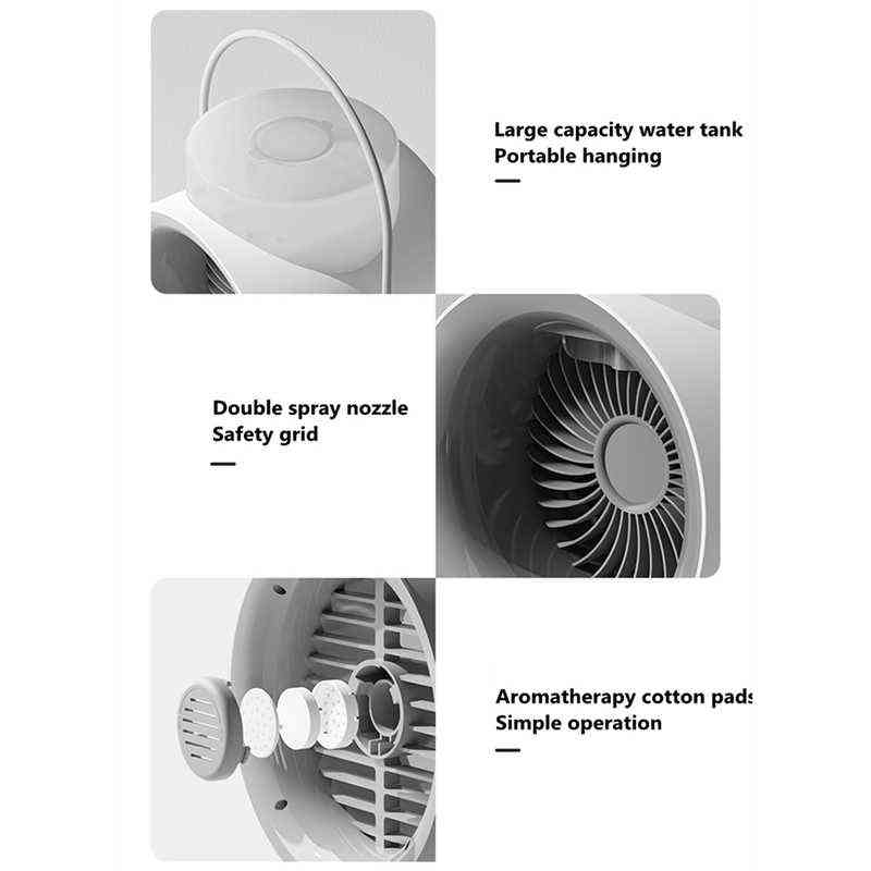 Ventilateurs électriques Mini climatiseur Portable Refroidisseur d'air Accueil USB Refroidisseur Ventilateur Ventilateur de refroidissement à air Ventilateur rechargeable Humidificateur de pulvérisation avec lampe de bureau T220907