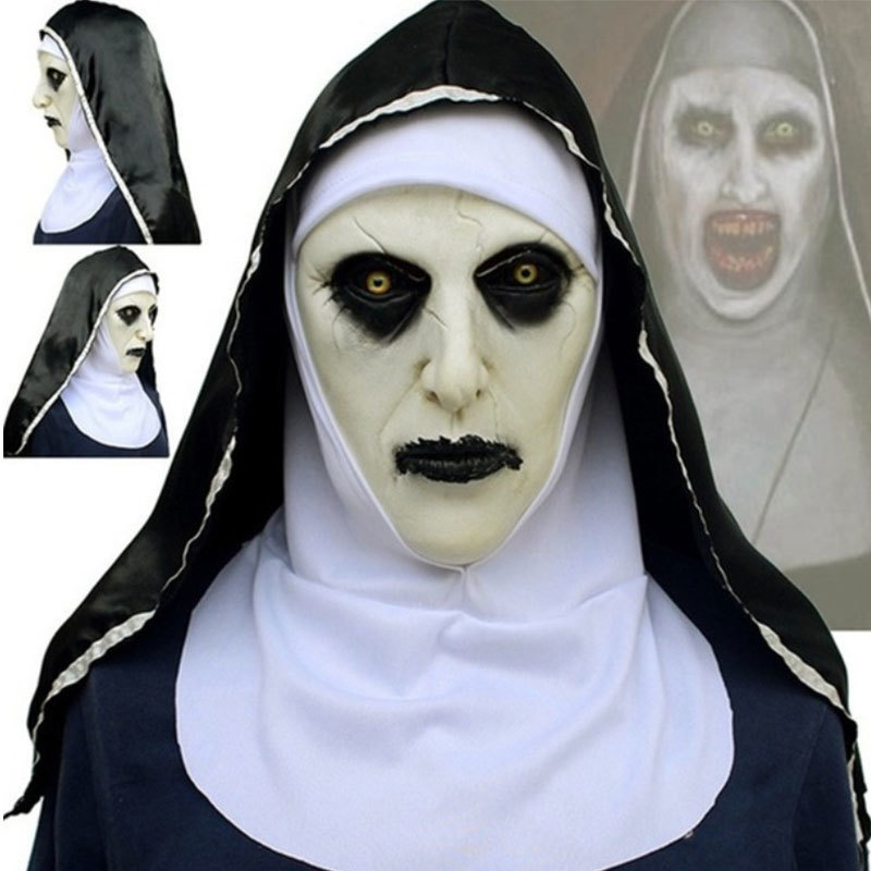 Partymasken Die Nonne Horrormaske Cosplay Valak Gruselige Latexmasken mit Kopftuch Integralhelm Halloween Party Requisiten 220908218S