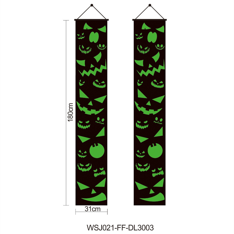 Garden Decorations Halloween Couplet Een paar lichtgevende hangende banners voor Halloween voordeurdecor met groene gloeiende horror sfeer 220908