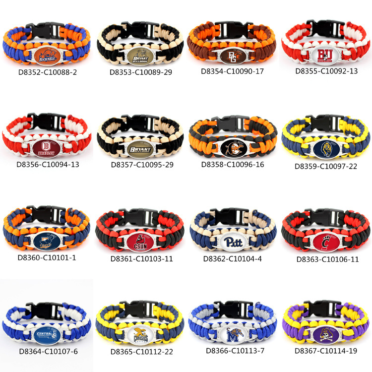 Rugbyteam NCAA paracord armband hangers MLB atleet overlevingsveiligheid buckle gevlochten armband