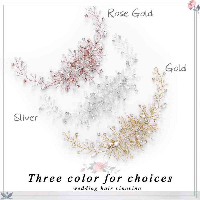 Bijoux de cheveux de mariage Mode Rose Or Argent Couleur Bandeau À La Main De Mariage Bandeau De Mariée Perle Cristal Coiffe Strass Accessoires De Cheveux T220907