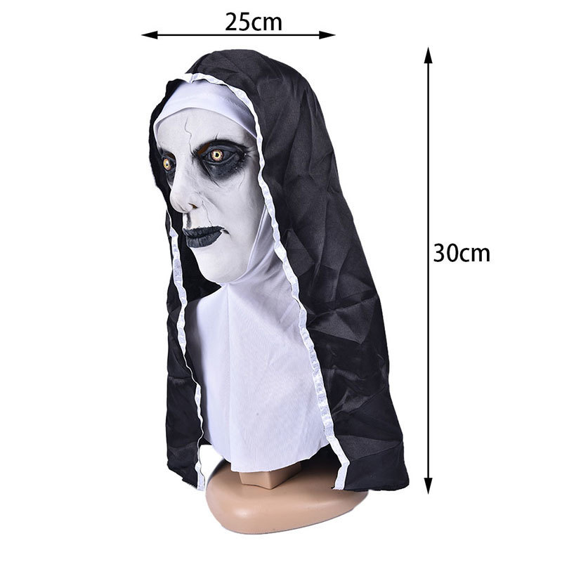 Máscaras de fiesta Máscara de terror de la monja Cosplay Valak Máscaras de látex aterradoras con pañuelo en la cabeza Casco integral Accesorios para la fiesta de Halloween 220908244j