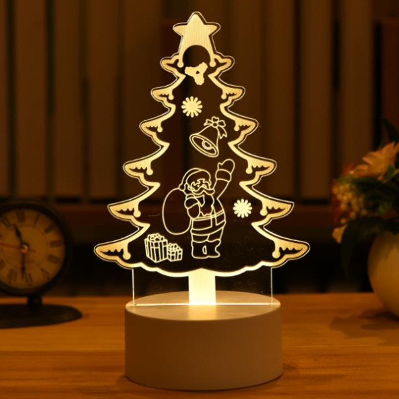 Украшение вечеринки Акрил USB Night Light Рождественские украшения для домашних деревьев, рождественские 3 -й рождественский подарок Navidad Год домашнего декора Гарленда 220908