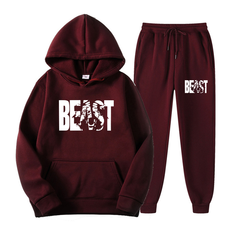 Herrspåriga höst- och vinterhoodie sätter män Fashion Fleece Red Hoodies Brand Pants Casual Jogger Suit Tracksuit Sweatshirt Woman Pullover 220909