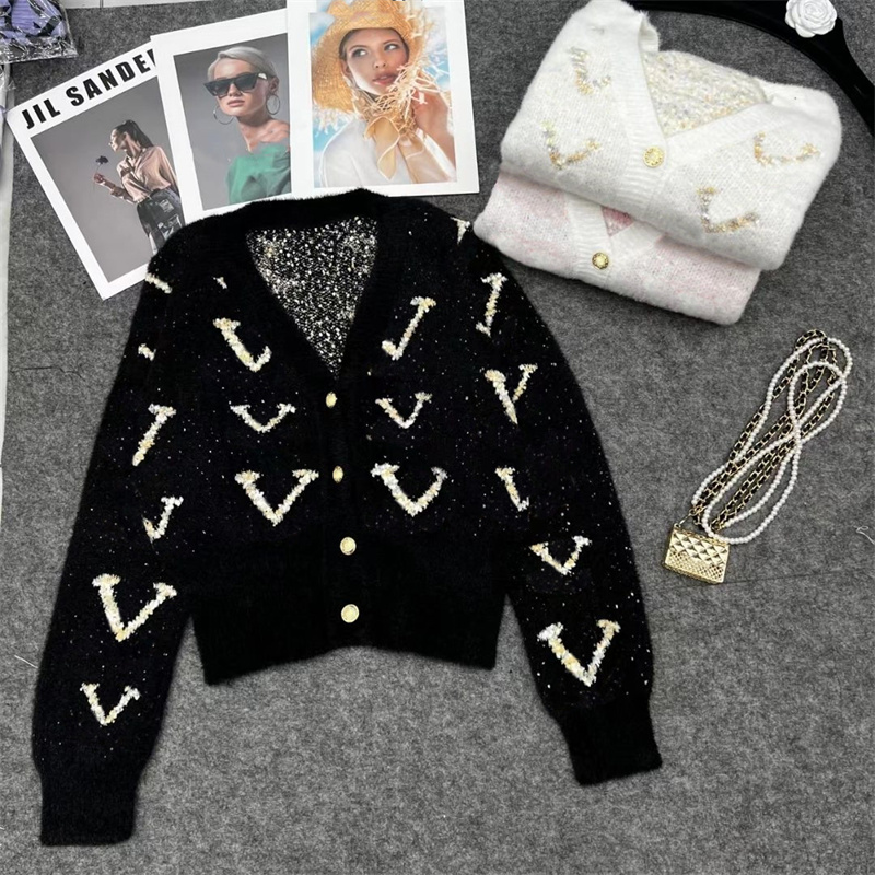 Women's Woolen Sweaters Outwear All Embroidered Cardigan Female Long Sleeve Jumper Round Neck Sweater Jacket