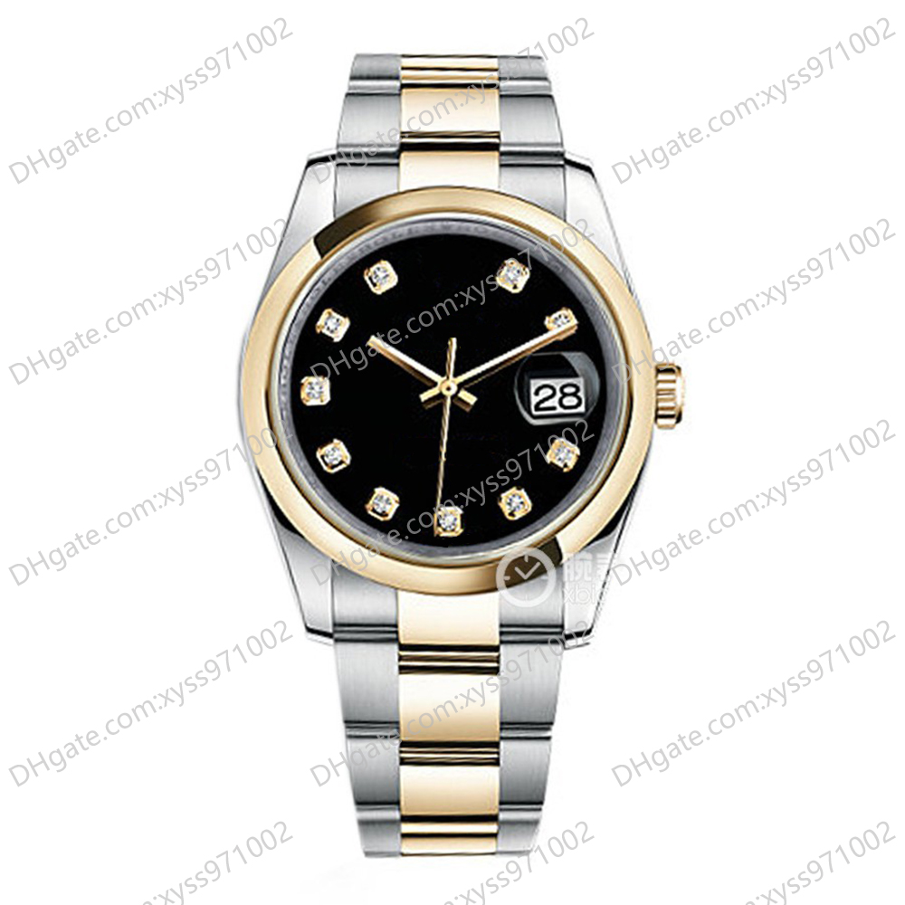 Luxus Unisex Watch 2813 Automatische mechanische 116203 Schwarze Männer Uhr 36mm Diamant Dial Sapphire Glass Ladies Uhren Stainl1729
