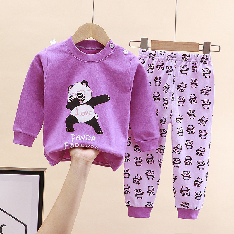 Pajamas Born Kids Boys Girls Pajama مجموعات الرسوم المتحركة الأكمام الطويلة الطويلة اللطيفة Tshirt قمم مع سروال طفل طفل ملابس نائم 220909