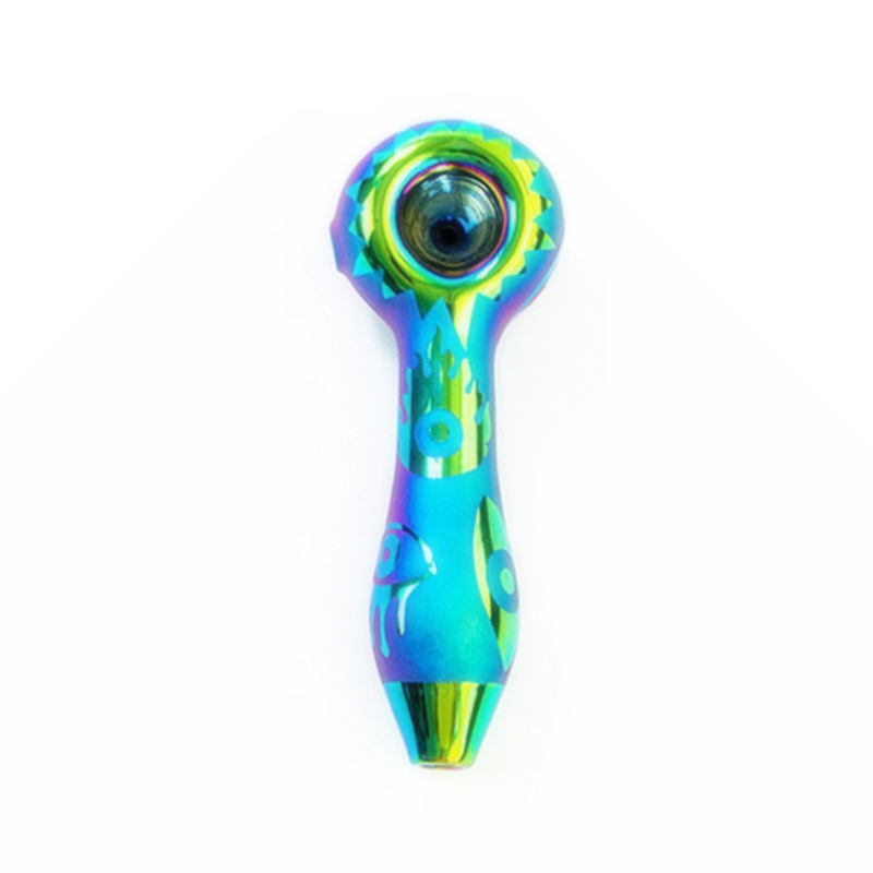 Cool Coloré Plus Motif Tuyaux En Verre Épais Conception Portable Cuillère Bol Sèche Herb Filtre À Tabac Bong Pipe À Main À La Main Huile Rigs Fumer Porte-Cigarette