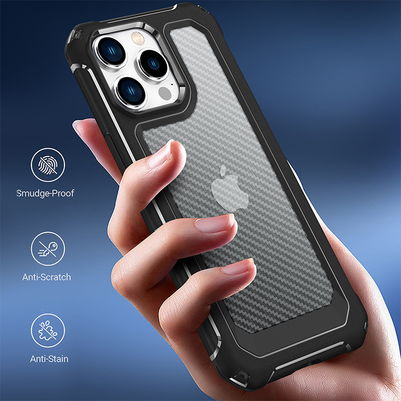Carbon Fiber Shockproof Phone Case Military Grade Drop Protection Cover for iPhone 15 14 13 Pro Max 12 Mini 11 XS XR X 6 7 8 Plus