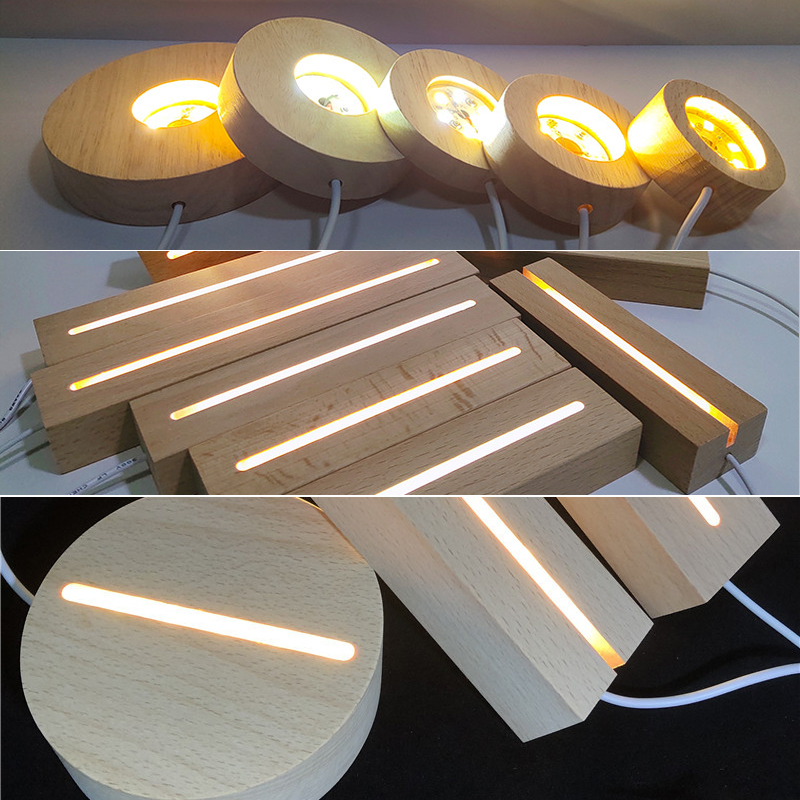 3d Night LED Base de lâmpada leve Controle remoto Cabo USB Ajustável 7 cores decoração luzes decorativas para quarto sala de estar infantil