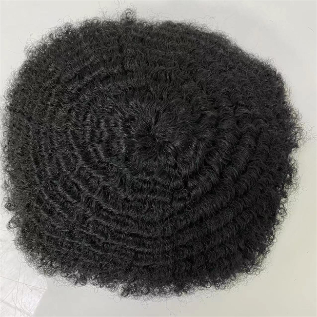 4mm Afro Kinky Curl Brésilien Vierge Cheveux Humains Pièce Couleur Noire Mono Dentelle avec PU Toupée pour Hommes Noirs Livraison Express Rapide4859824