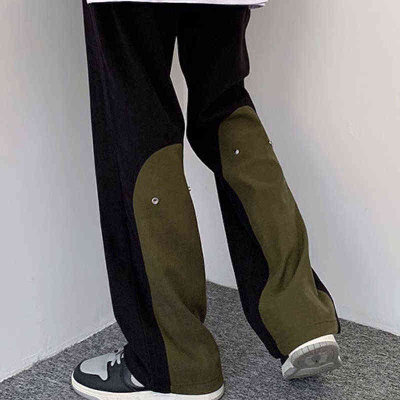 Pantalones de hombre Pantalones casuales de hombre Diseño con paneles Moda Ins Estilo coreano abolladuras Suelto Todo-fósforo Primavera Nuevos fondos simples Popular Harajuku T220909