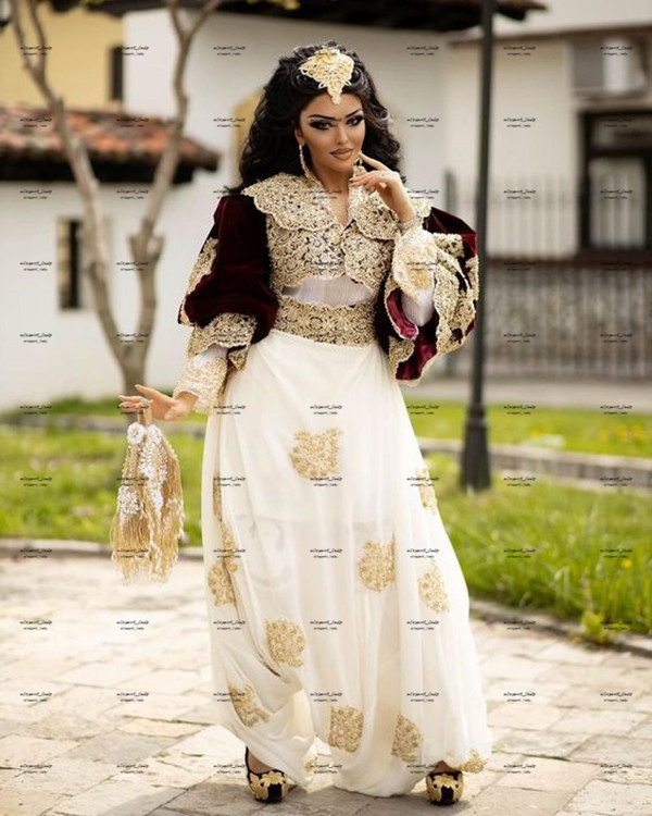 Traditional Albanian Prom Dresses dimija Caftan Luxury Gold Lace Pearls Burgundy Long Sleeve Velvet Jacket Evening Gown