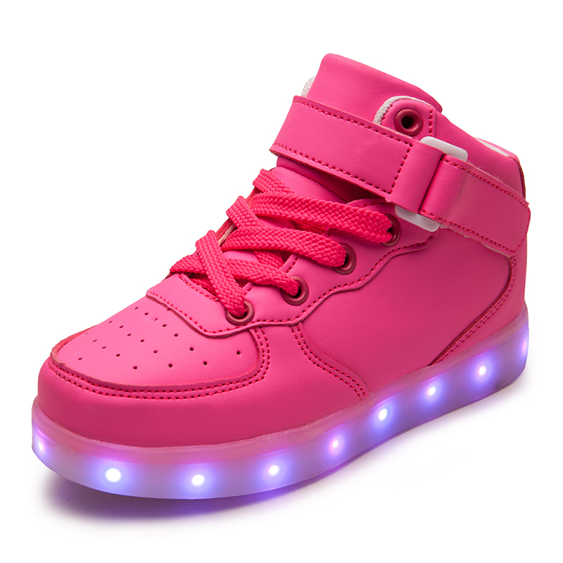 Кроссовки размер 2546 USB -зарядная корзина светодиодные детские обувь с легкими детьми. Детские девочки девочки освещают кроссовки Krasovki 220909