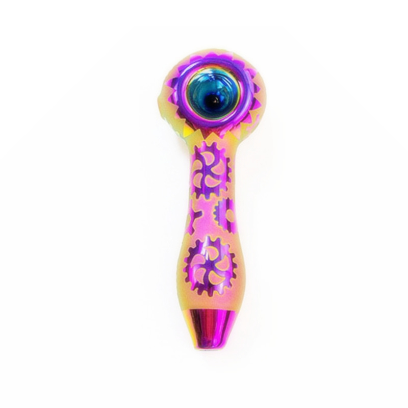 Cool Coloré Plus Motif Tuyaux En Verre Épais Conception Portable Cuillère Bol Sèche Herb Filtre À Tabac Bong Pipe À Main À La Main Huile Rigs Fumer Porte-Cigarette