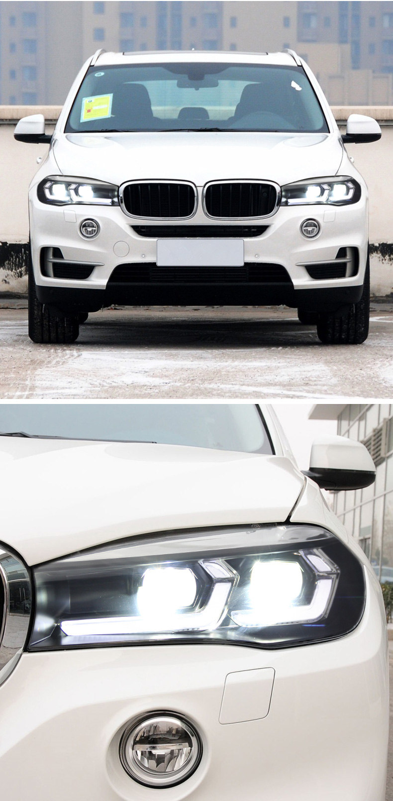 F15 LED BMW X5 X6 Far Montajı için Gündüz Kafa Işığı 2013-2019 F16 F85 Dinamik Dönüş Sinyali Çift Işın Lens Otomatik Lamba