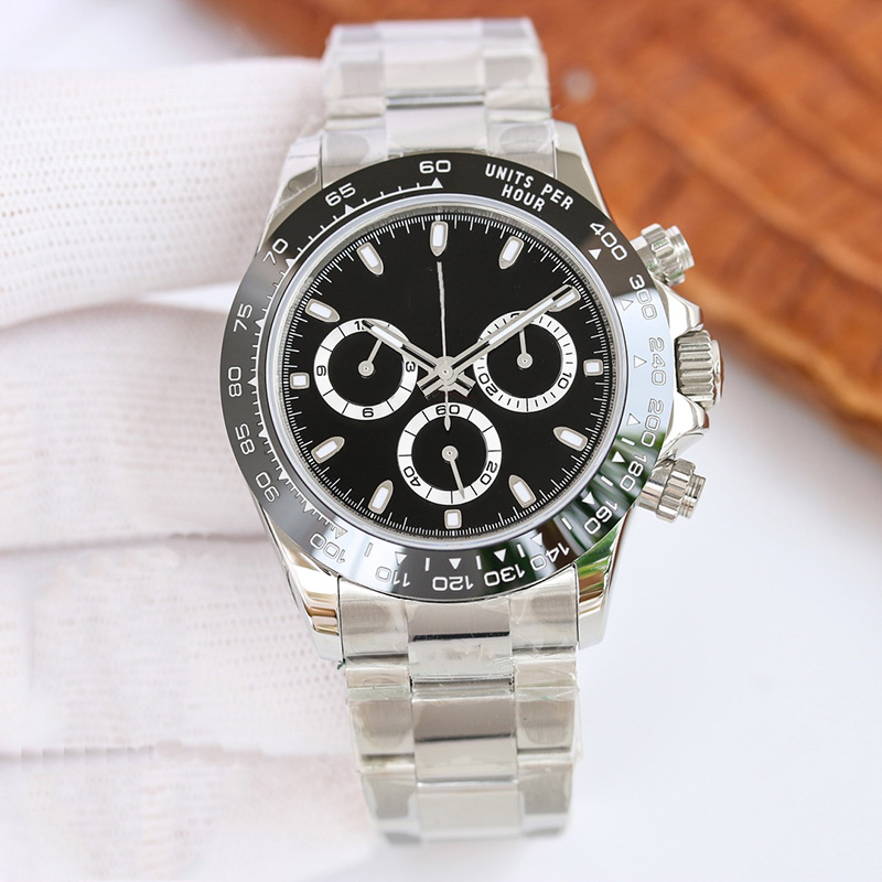 Watch mens watch 7750 movement black watchs multifunctional automatic mechanical stainless steel strap sapphire waterproof 40mm Montre de luxe