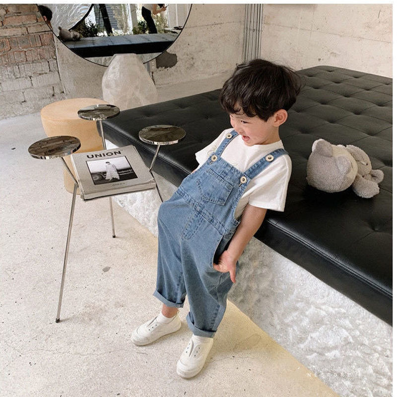 Tahsiller Bahar Sonbahar Erkek Kadın Bebek All-Match Sıradan kot pantolon açık renkli denim tulum moda bebek gardırop tek ürün pantolon 220909