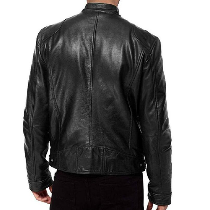 Herren Leder Kunstleder Herren Herbst Winter PU Jacke Lederjacke Slim Fit Stehkragen Männlich Antiwind Motorrad Revers Diagonal Reißverschluss Jacke Herren 220909