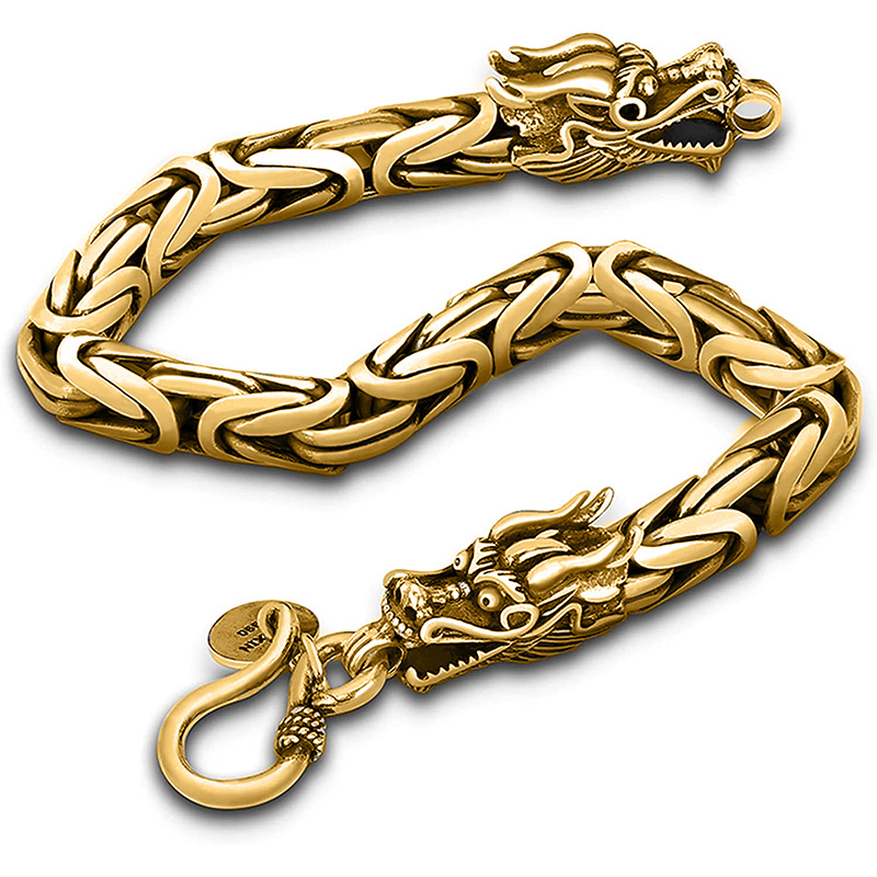 Nordischer Männer-Wikinger-Schmuck, Gliederkette, Wikinger-Armband mit doppeltem Drachenkopf, Größe 19 cm, 21 cm, für Männer und Frauen